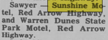Undetermined Sawyer Motel - Apr 5 1984 Ad For Sunshine Motel (newer photo)